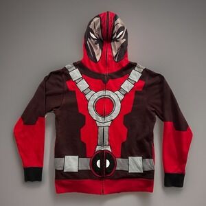 Marvel Deadpool Hoodie Mad Engine Full Zip Face Halloween Costume Adult Sz S